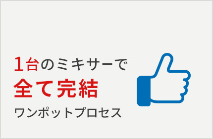 1台のミキサーで全て完結 ワンポットプロセス